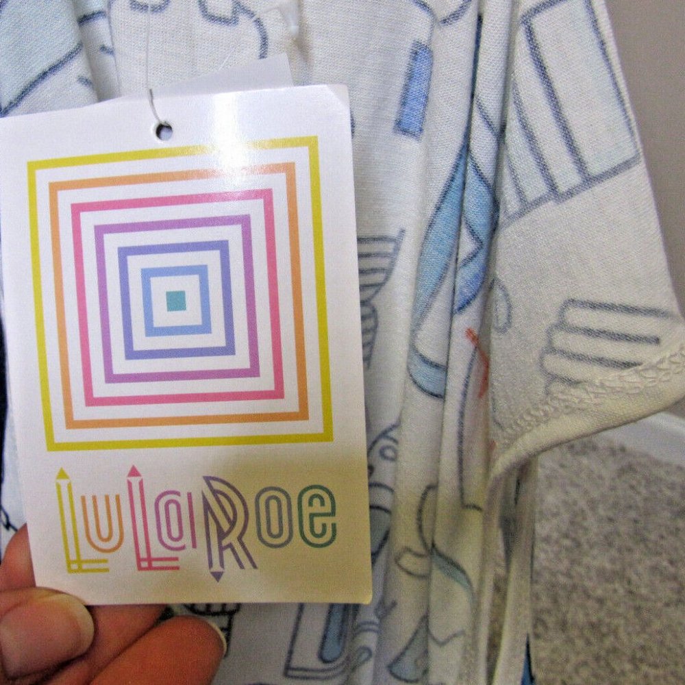 LuLaRoe Nurse Doctor Perfect Tank Tunic Top Work Shirt Blue White NWT Size M - Picture 11 of 12